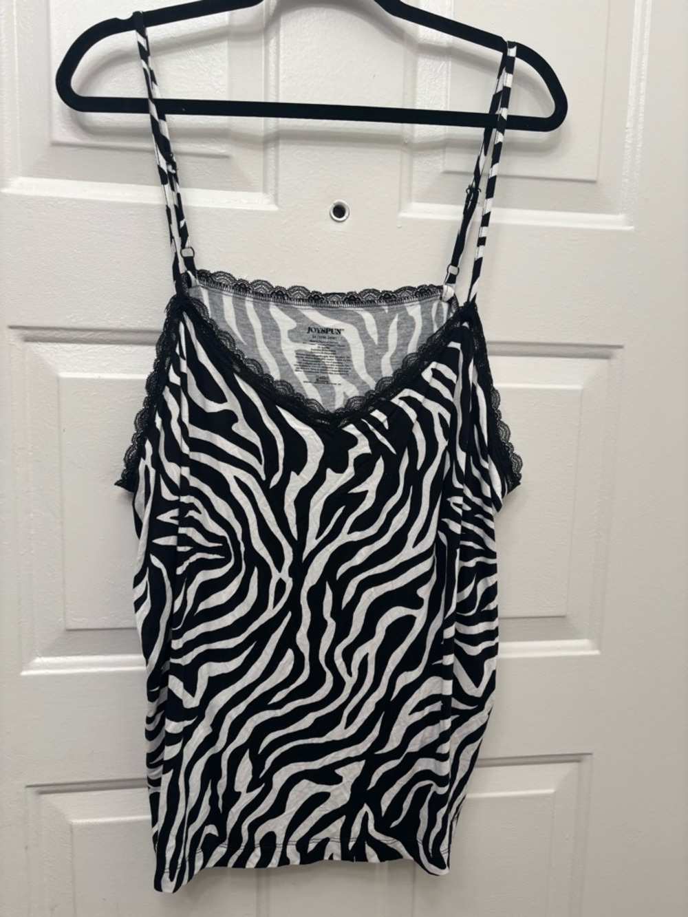 Zebra Print Lace-Trim Chemise Camisole - Black/White